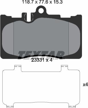 Textar 2333102 - Kit de plaquettes de frein, frein à disque cwaw.fr