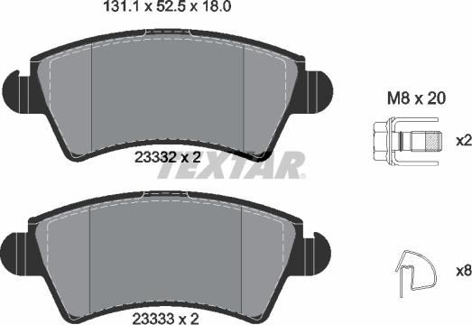 Textar 2333201 - Kit de plaquettes de frein, frein à disque cwaw.fr