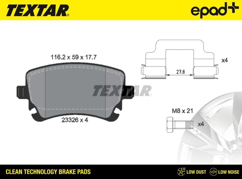 Textar 2332601CP - Kit de plaquettes de frein, frein à disque cwaw.fr