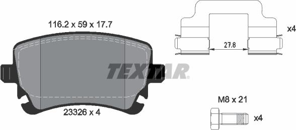 Textar 2332601 - Kit de plaquettes de frein, frein à disque cwaw.fr