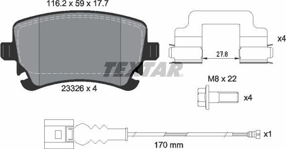 Textar 2332602 - Kit de plaquettes de frein, frein à disque cwaw.fr