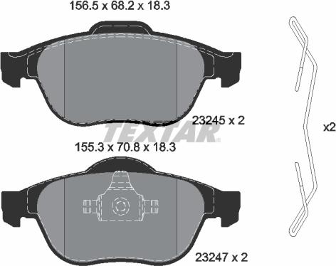 Textar 2324502 - Kit de plaquettes de frein, frein à disque cwaw.fr