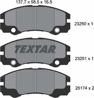 Textar 2325001 - Kit de plaquettes de frein, frein à disque cwaw.fr