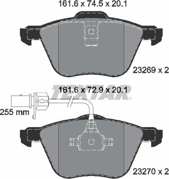 Textar 2326903 - Kit de plaquettes de frein, frein à disque cwaw.fr