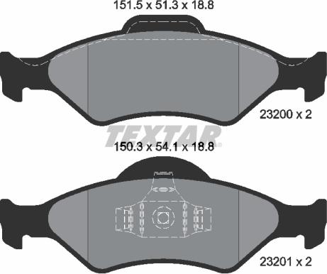 Textar 2320001 - Kit de plaquettes de frein, frein à disque cwaw.fr