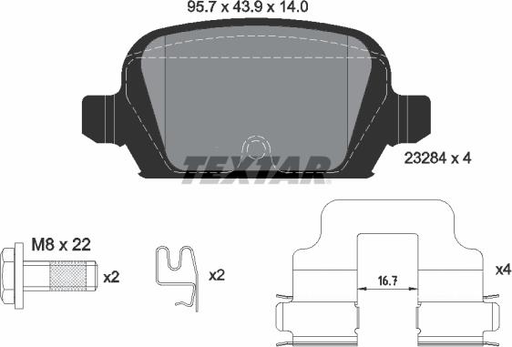 Textar 2328404 - Kit de plaquettes de frein, frein à disque cwaw.fr