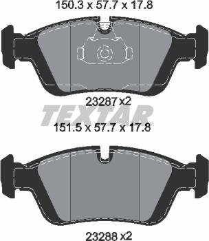 Textar 2328702 - Kit de plaquettes de frein, frein à disque cwaw.fr