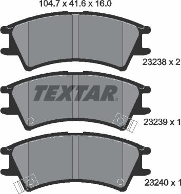 Textar 2323802 - Kit de plaquettes de frein, frein à disque cwaw.fr