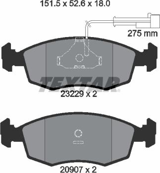 Textar 2322901 - Kit de plaquettes de frein, frein à disque cwaw.fr