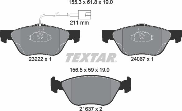 Textar 2322201 - Kit de plaquettes de frein, frein à disque cwaw.fr