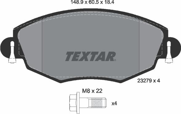 Textar 2327904 - Kit de plaquettes de frein, frein à disque cwaw.fr