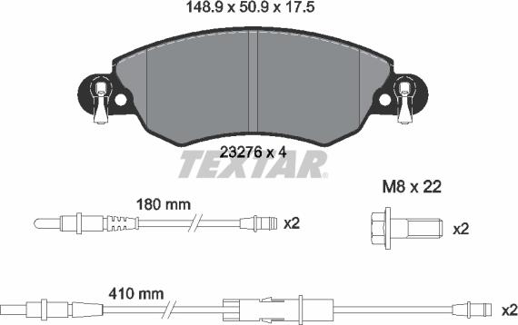 Textar 2327601 - Kit de plaquettes de frein, frein à disque cwaw.fr