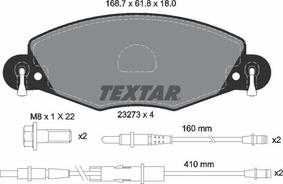 Textar 2327301 - Kit de plaquettes de frein, frein à disque cwaw.fr