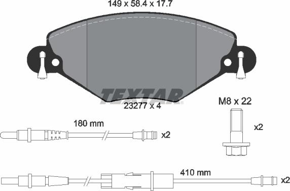 Textar 2327701 - Kit de plaquettes de frein, frein à disque cwaw.fr