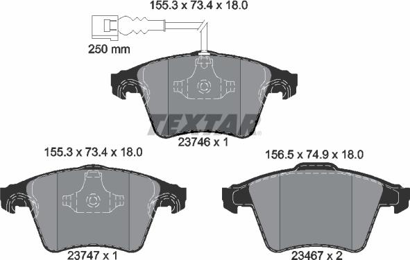 Textar 2374601 - Kit de plaquettes de frein, frein à disque cwaw.fr