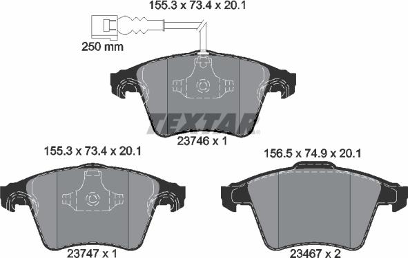 Textar 2374602 - Kit de plaquettes de frein, frein à disque cwaw.fr