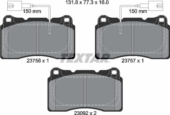 Textar 2375603 - Kit de plaquettes de frein, frein à disque cwaw.fr