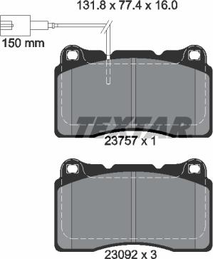 Textar 2375701 - Kit de plaquettes de frein, frein à disque cwaw.fr