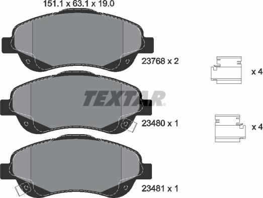 Textar 2376802 - Kit de plaquettes de frein, frein à disque cwaw.fr