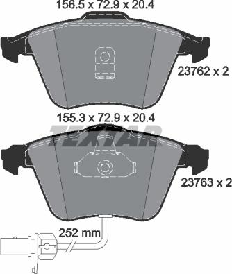 Textar 2376201 - Kit de plaquettes de frein, frein à disque cwaw.fr