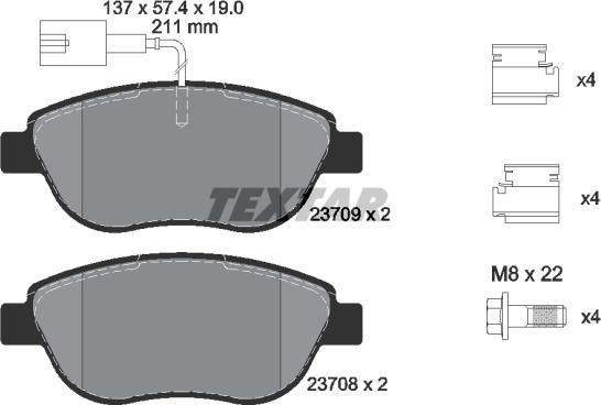 Textar 2370901 - Kit de plaquettes de frein, frein à disque cwaw.fr