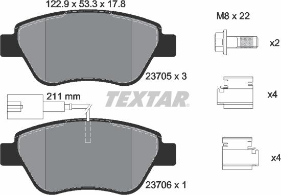 Textar 2370502 - Kit de plaquettes de frein, frein à disque cwaw.fr