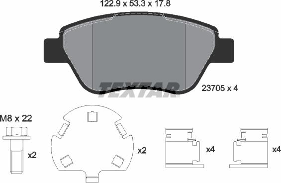 Textar 2370507 - Kit de plaquettes de frein, frein à disque cwaw.fr