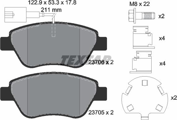 Textar 2370601 - Kit de plaquettes de frein, frein à disque cwaw.fr