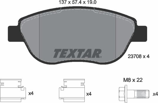 Textar 2370803 - Kit de plaquettes de frein, frein à disque cwaw.fr