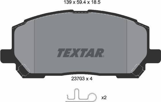 Textar 2370301 - Kit de plaquettes de frein, frein à disque cwaw.fr