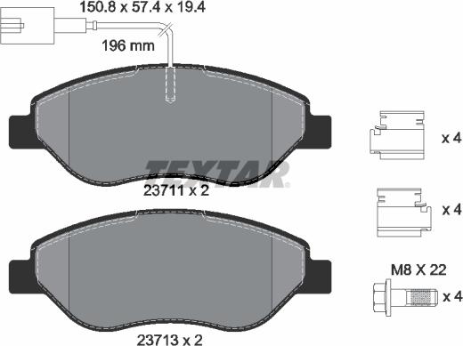 Textar 2371104 - Kit de plaquettes de frein, frein à disque cwaw.fr