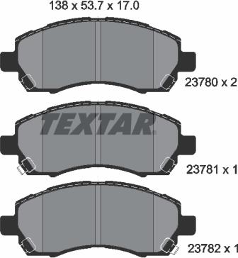 Textar 2378001 - Kit de plaquettes de frein, frein à disque cwaw.fr