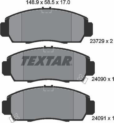 Textar 2372901 - Kit de plaquettes de frein, frein à disque cwaw.fr