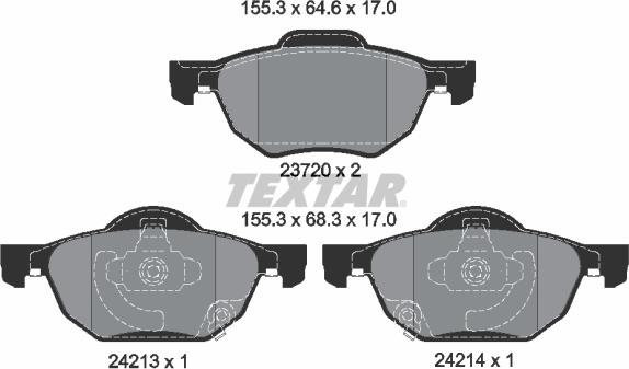 Textar 2372001 - Kit de plaquettes de frein, frein à disque cwaw.fr