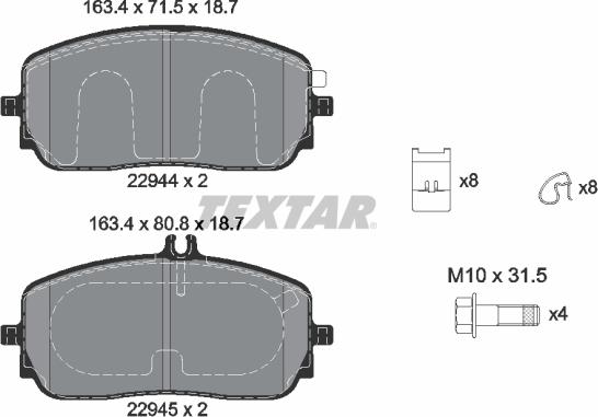 Textar 2294401 - Kit de plaquettes de frein, frein à disque cwaw.fr