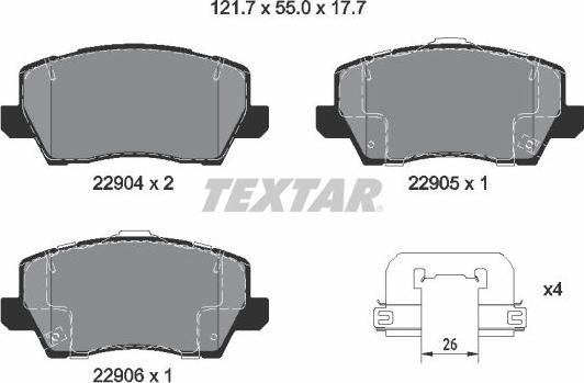 Textar 2290401 - Kit de plaquettes de frein, frein à disque cwaw.fr