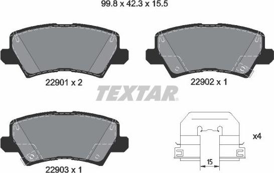 Textar 2290101 - Kit de plaquettes de frein, frein à disque cwaw.fr