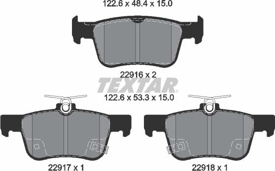 Textar 2291601 - Kit de plaquettes de frein, frein à disque cwaw.fr