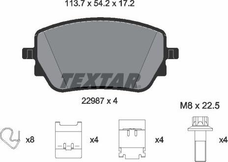 Textar 2298701 - Kit de plaquettes de frein, frein à disque cwaw.fr