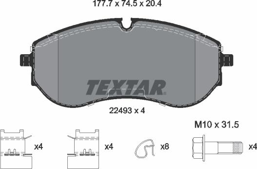 Textar 2249301 - Kit de plaquettes de frein, frein à disque cwaw.fr