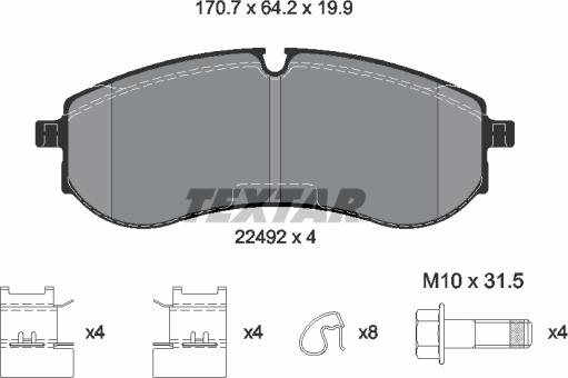 Textar 2249201 - Kit de plaquettes de frein, frein à disque cwaw.fr