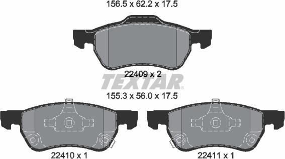 Textar 2240901 - Kit de plaquettes de frein, frein à disque cwaw.fr