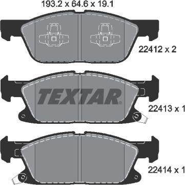 Textar 2241201 - Kit de plaquettes de frein, frein à disque cwaw.fr