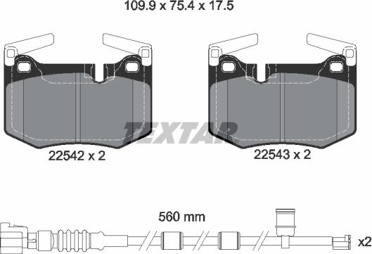 Textar 2254201 - Kit de plaquettes de frein, frein à disque cwaw.fr