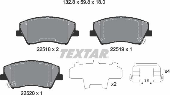 Textar 2251801 - Kit de plaquettes de frein, frein à disque cwaw.fr