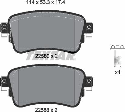 Textar 2258801 - Kit de plaquettes de frein, frein à disque cwaw.fr