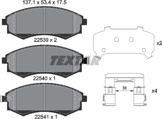 Textar 2253901 - Kit de plaquettes de frein, frein à disque cwaw.fr