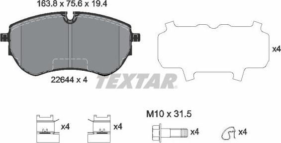 Textar 2264401 - Kit de plaquettes de frein, frein à disque cwaw.fr