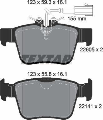 Textar 2260501 - Kit de plaquettes de frein, frein à disque cwaw.fr