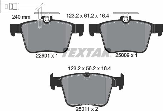 Textar 2260101 - Kit de plaquettes de frein, frein à disque cwaw.fr